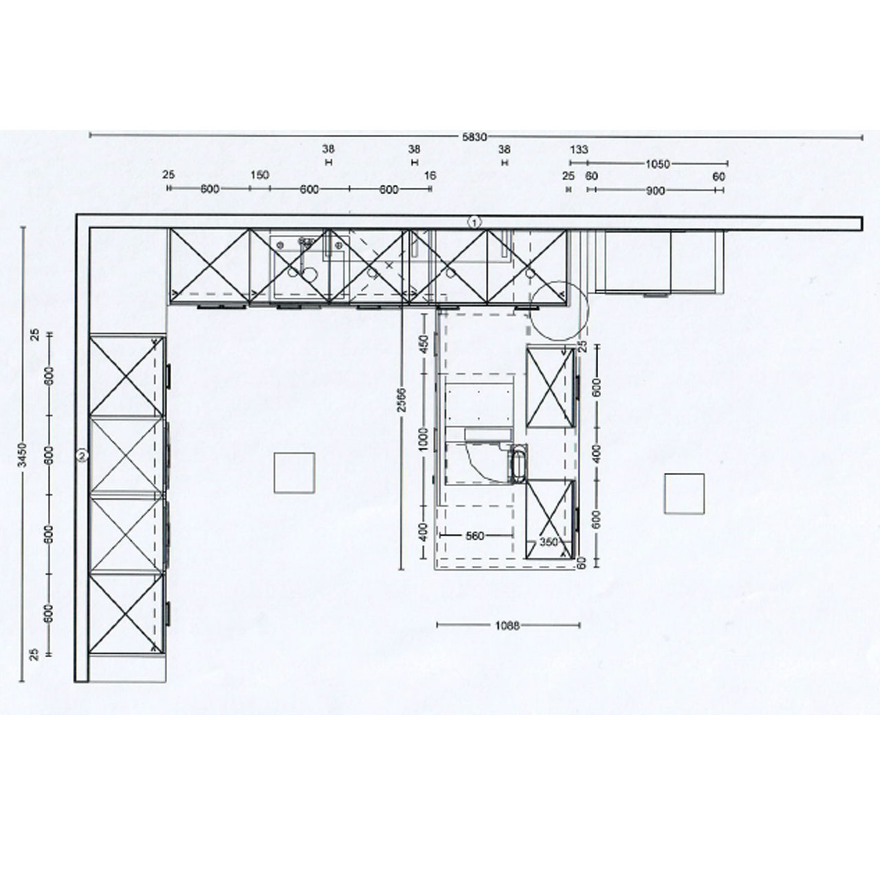 nicht barrierefreie Maßskizze