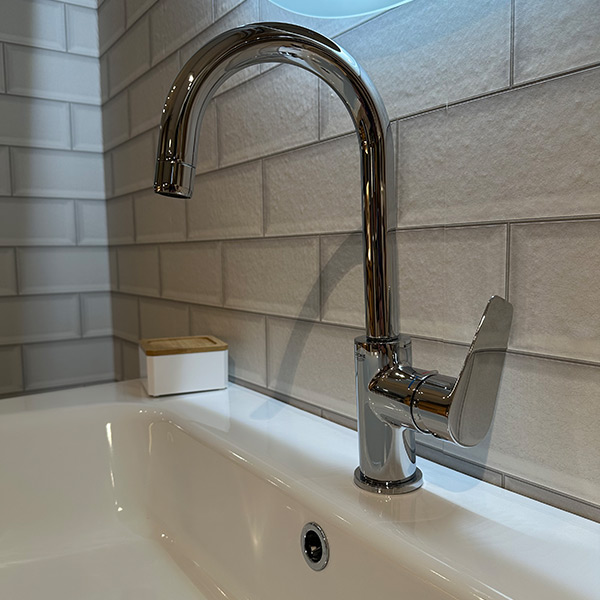 nobilia Nordic - Detail Armatur  Detailansicht der Armatur mit Einhandmischer.