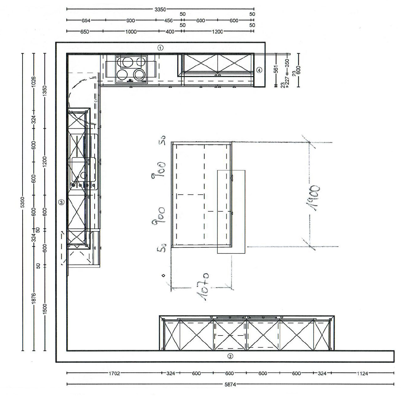 nicht barrierefreie Maßskizze
