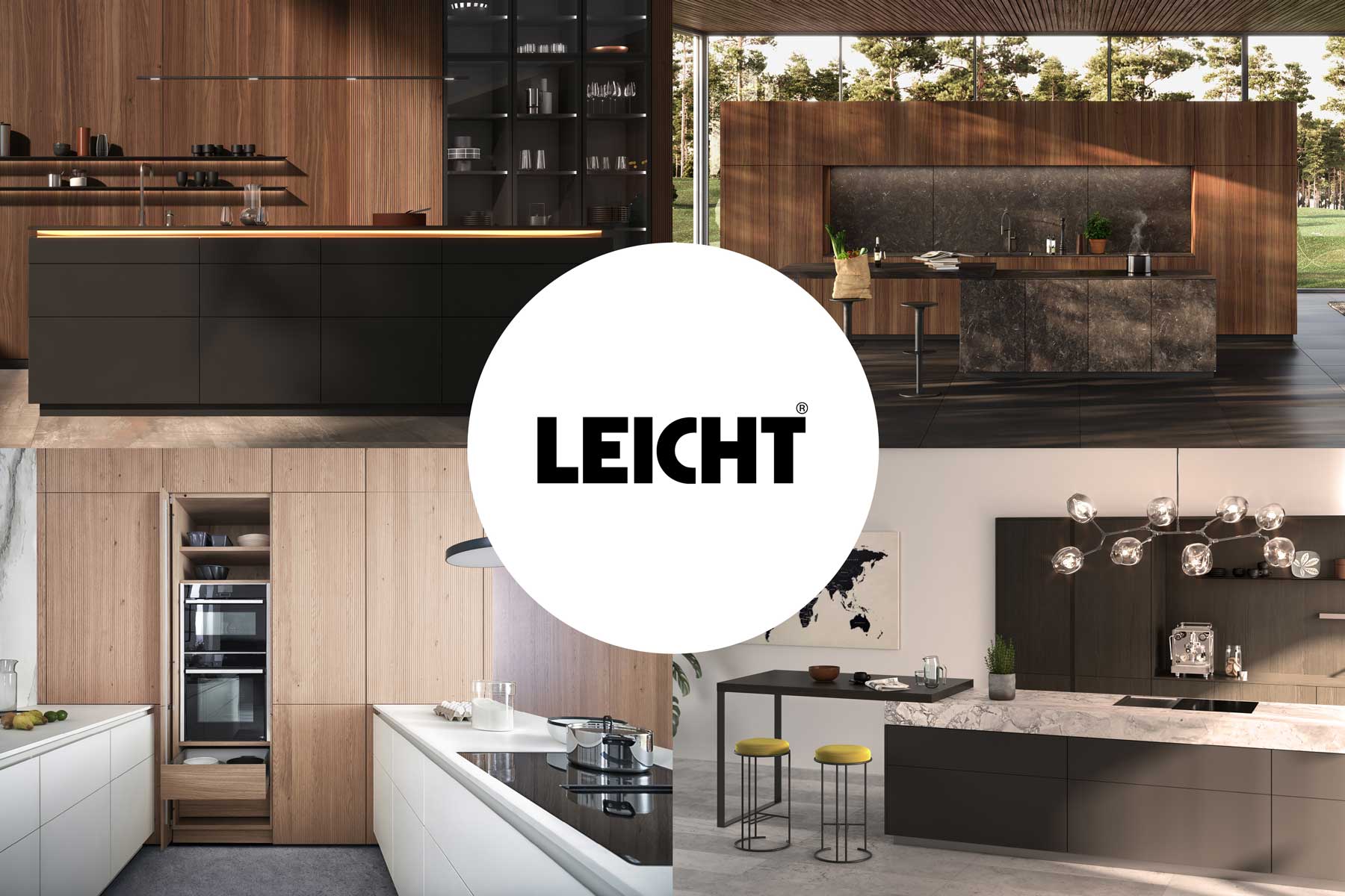 LEICHT Architekturküche Vier Beispiele für Küchen des Herstellers LEICHT: Modern, grifflos, designorientiert.
