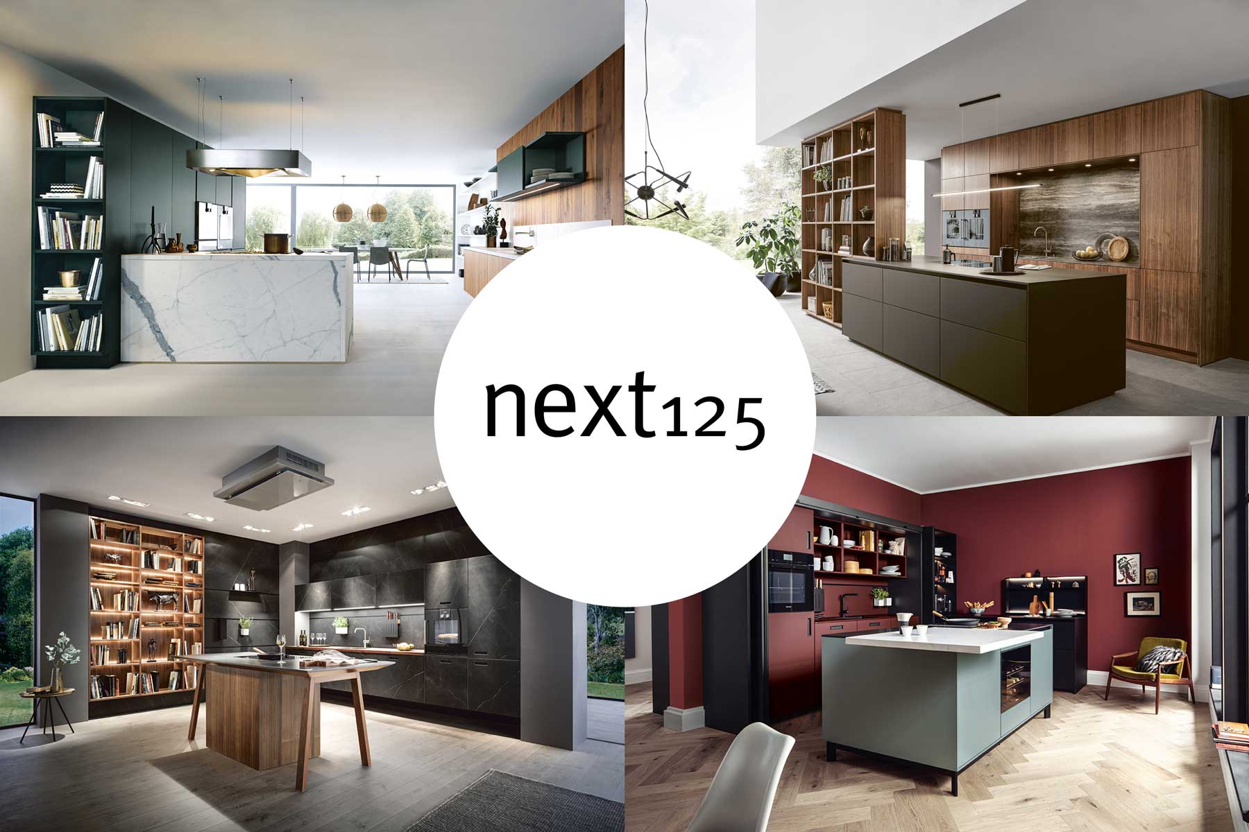 Küchenhersteller next125 Vier Beispiele für Küchen des zu Schüller gehörenden Herstellers next125: designorientierte geradlinige Küchen.