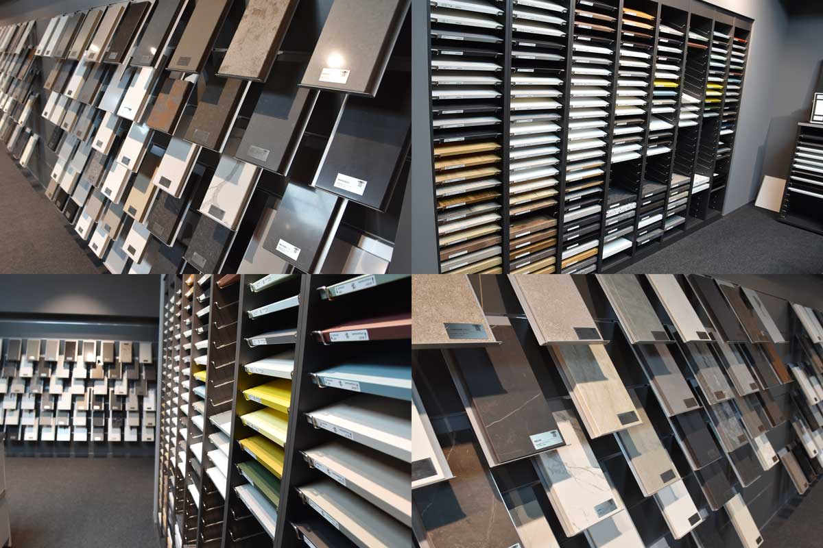 Materialien große Auswahl Vier zusammengesetzte Bilder geben Einblicke in die unendliche Vielfalt der Materialmuster.